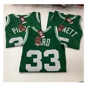 1985-86 Retro Mitchell Men's Classics Uniform Paul Pierce Larry Bird Kevin Garnet Throwback Old Basketball Jersey