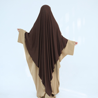 Foulard de Prière Khimar Long en Coton Jersey Modal Premium Extensible Respirant Une Couche pour Femmes Musulmanes, Forme Diamant, Aïd Ramadan
