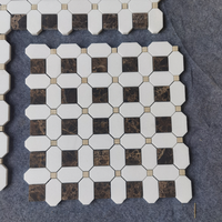 Mosaïque en pierre naturelle Centurymosaic, mosaïque en marbre brun Emperador foncé mélangé à du blanc Thassos, carrelage en mosaïque pour la décoration de la maison