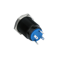 Interrupteur à bouton-poussoir métallique étanche 16 mm, coque noire, anneau LED vert, interrupteur momentané 12V 24V 4 broches pour voiture et machines