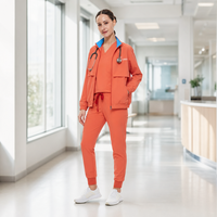 Ensemble de tenue médicale unisexe 3 pièces : veste coupe-vent à col montant, haut à col en V, pantalon de jogging – Uniforme pour les nuits d'hôpital