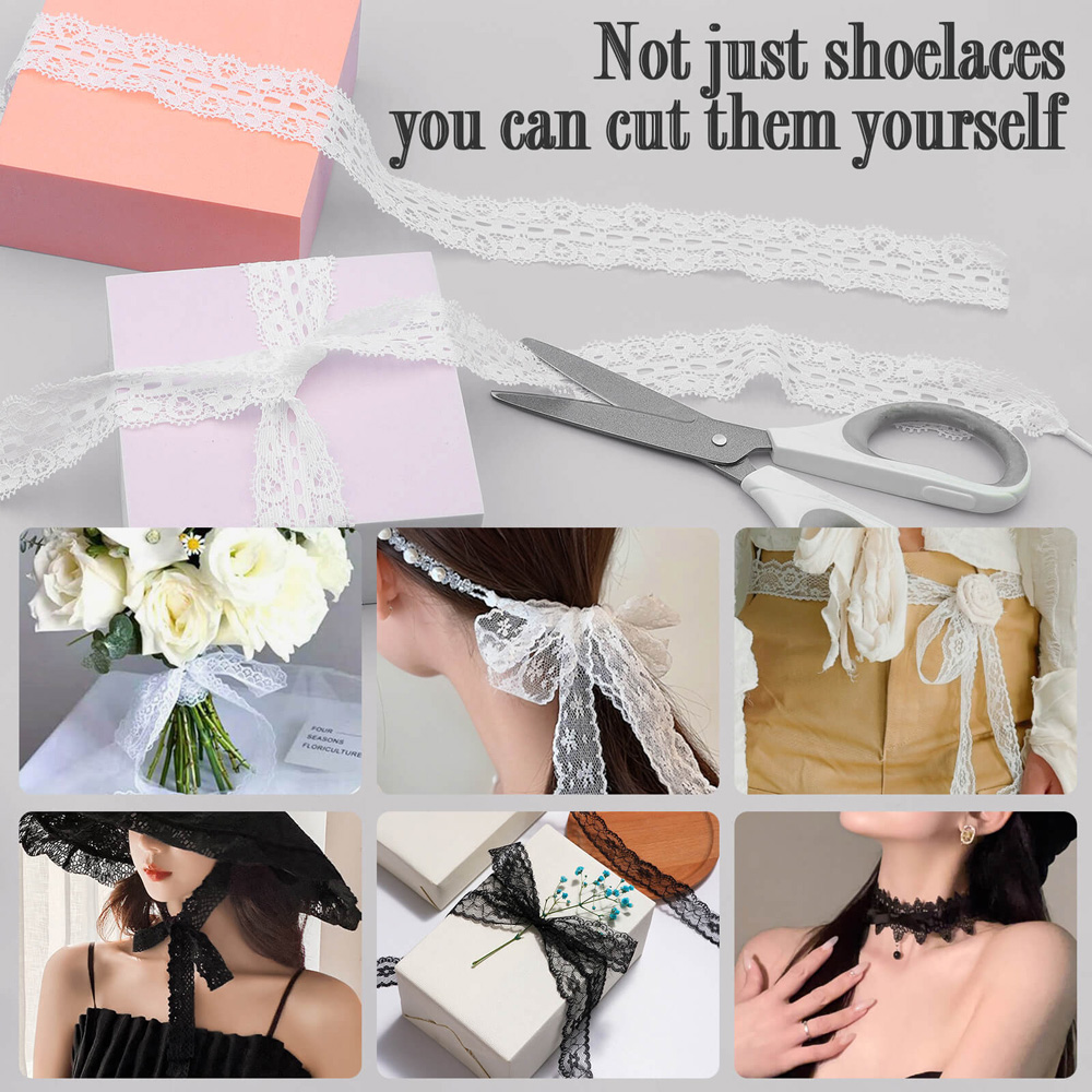 WEGOODZF Custom High Quality Ballet Style Flat Lace Shoelaces 3 CM Wide Available in White Black for Women's Sneakers Shoes