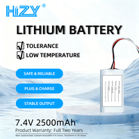 HiZY 18650 7.4V 2500mAh Baterai Lithium Sesuai RoHS 18.5Wh Paket Baterai Isi Ulang dengan Perlindungan Keamanan