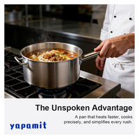 Casserole en acier inoxydable de qualité commerciale robuste avec fond multicouche, chauffage rapide, directement de l'usine pour la restauration hôtelière