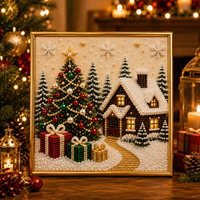 Kit d'art de broderie de perles et de diamants DIY pour décorations d'ambiance de Noël, toile de broderie de perles faite à la main 30x30cm, ornement cadeau de fêtes