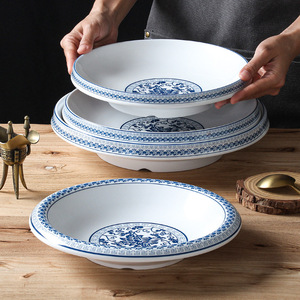 Xiangyuan <b>melamine</b> tableware <b>plates</b>, commercial imitation porcelain blue and white soup <b>plates</b>, restaurant and hotel cold dish - Product Image 3