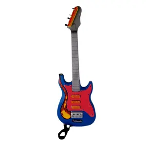 Rock conjunto de guitarra de brinquedo de música, com suporte e microfone para crianças