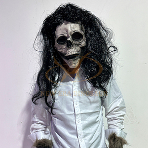Masque de crâne de fantôme Animatronic réaliste pour la fête d'<span class=keywords><strong>Halloween</strong></span> Masque en tissu métallique pour les centres commerciaux hantés intérieurs Aéroports Garderies - Product Image 3