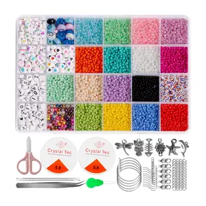 Heißer Verkauf 24 Gürtel Glas Rocailles Kit für Armbänder Halskette Ohrring Herstellung DIY Kunst und Handwerk Lieferanten für Kinder