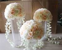 Boule de fleurs artificielles en soie rose, faite à la main, style moderne, pour mariage, Noël, centre de table, décoration florale pour fêtes et événements