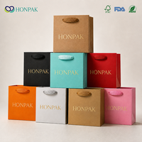 Sac cadeau en papier de luxe coloré avec logo en feuille d'or, ruban et poignée, taille personnalisée, emballage pour bijoux et cosmétiques HONPAK