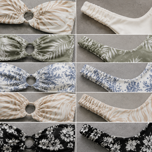 Women Floral Print Bandeau Bikini Set Two Piece <b>Stretch</b> Cheeky Bottom Swimwear With Twist Design - Product Image 3