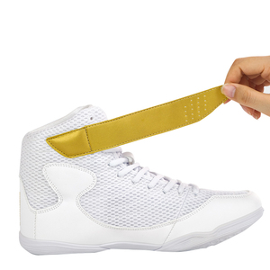 Chaussures de boxe en gros respirantes en maille pour l'entraînement, chaussures de lutte, chaussures de kickboxing avec semelle extérieure en caoutchouc antidérapante et sangle de cheville - Product Image 6