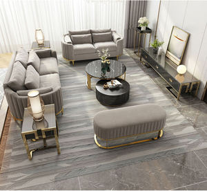 Phòng Khách Hiện Đại Bọc Nhung Sofa Set Tufted Thiết Kế Giọng Vàng Sang Trọng Văn Phòng Tiếp Nhận Ghế Sofa - Product Image 5