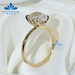 Bague de fiançailles et de mariage pour femme en or jaune 10K 14K 18K avec diamant de laboratoire de forme coussin IGI CVD HPHT 1CT 2CT 3CT 4CT 5CT - Product Image 2