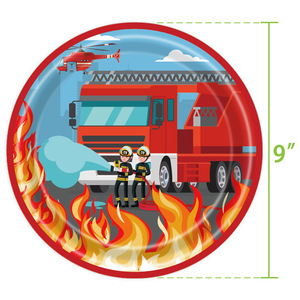 Fire Truck Theme Party Tableware Set <b>Paper</b> Plates Cups Napkins Tablecloth 40-60 Pcs Birthday Decorations - Product Image 2