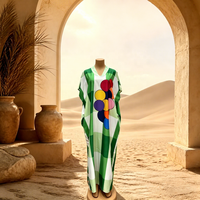Nouvelle Robe Kaftan Africaine Imprimée Grande Taille de Haute Qualité, Motif Lettres, Maxi Abaya avec Foulard Assorti, Ample, Été, Polyester