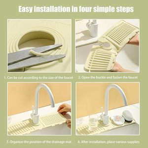 Tappetino in Silicone di alta qualità ad asciugatura rapida per <span class=keywords><strong>lavello</strong></span> da <span class=keywords><strong>cucina</strong></span> paraspruzzi con vassoio protettivo per lavelli in pietra - Product Image 6