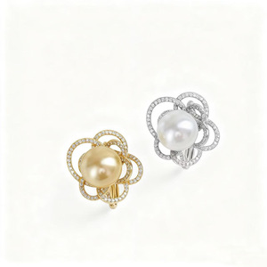 10749DIY Pearl Accessories S925 Pure <b>Silver</b> <b>Ring</b> with Hollow Support 3-4mm Round Korean Style Inlay Jewelry <b>Set</b> - Product Image 5