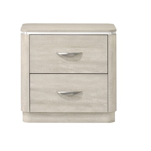 Contemporary 1pc Nightstand English Dovetail <b>Drawers</b> Stainless Steel Pull Curved Edges Gray Finish Bedroom <b>Storage</b> - Product Image 2