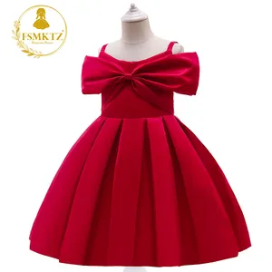 Faldas con tirantes rojos para niñas, vestido de fiesta de graduación con lazo en el pecho, moda de verano