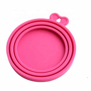 Tapa de Silicona para Latas de Comida para Mascotas, Diseño de 3 Anillos, Compatible con Latas Estándar, Material de Grado Alimenticio, Forma Redondeada, Estilo Simple, Color Sólido - Product Image 2