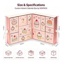 Boîte de calendrier de l'avent en chocolat personnalisée de 12 jours, boîte cadeau en papier rigide pour le compte à rebours, boîte vide pour chocolats, bonbons, sucreries, emballage de l'avent