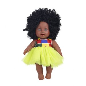 Fabricant chinois, vente en gros, poupée noire en plastique souple, cheveux bouclés, modèle éducatif pour filles africaines, jouet de mode, 30 cm, pour enfants - Product Image 6