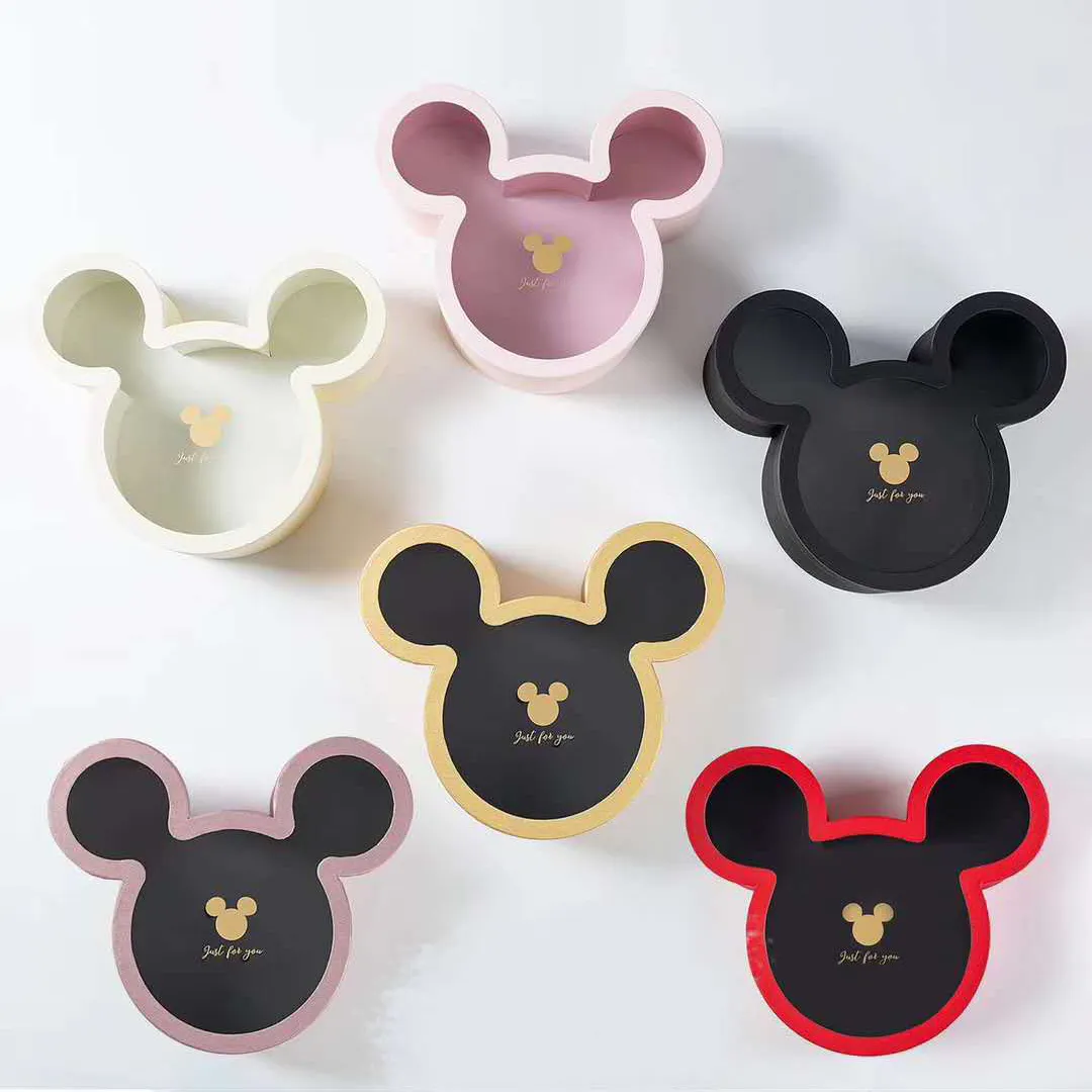 Vente en gros de boîte à fleurs Caja Mickey Mouse personnalisée boîte à fleurs en papier cadeau de luxe rose personnalisée pour la Saint-Valentin