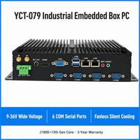 Contrôleur d'automatisation sans ventilateur YCT, 6 ports COM RS232 RS485 GPIO, double LAN, processeur I3 I5 I7 12e/13e génération, Windows Linux, 4-16 Go de RAM, PC industriel