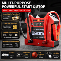 Module de démarrage d'urgence tout-en-un 2800A CKD, éclairage LED anti-étincelles, écran numérique, booster de batterie personnalisé pour voitures et camions, directement de l'usine