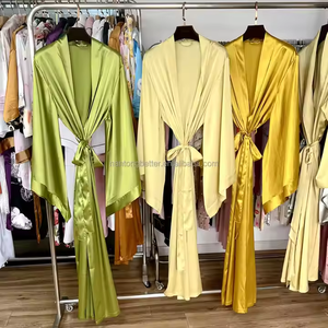 יוקרה אלגנטי משי סאטן סאטן בתוספת גודל חלוק שרוול פתוח גלימות מלא לנשימה כלה כלה שמלת כלה כלה - Product Image 6