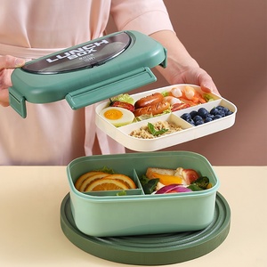 Latest Double Layer Plastic Lunch Box With Compartments Adult Lunch storage Container PP Bento Lunch Box For Kids Adults