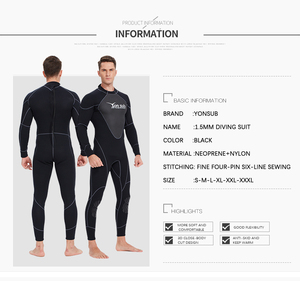 Combinaison de plongée en néoprène YONSUB 1,5 mm pour hommes et femmes, combinaison intégrale à manches longues pour la natation, la plongée avec tuba, le <span class=keywords><strong>surf</strong></span>, protection solaire UV - Product Image 6