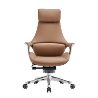Nouvelle conception, chaise de bureau en cuir véritable marron, chaise de direction pivotante inclinable, chaise de travail pour ordinateur
