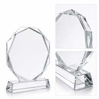 Plaque de récompense en cristal octogonal gravée au laser personnalisée HBL, trophée en cristal transparent vierge pour souvenir d'entreprise