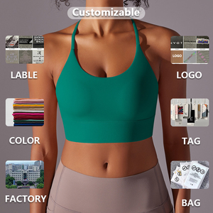 Sujetador acolchado deportivo de talla grande con espalda cruzada para gimnasio, ropa de yoga con cuello en U de alta calidad, cómodo, para <span class=keywords><strong>fitness</strong></span>, venta al por mayor, en el mercado de la XW-7015 - Product Image 6