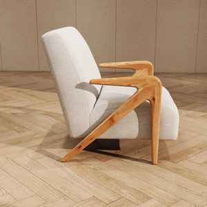 Solid Wood Single <b>Sofa</b> Chair Light Luxury Leisure Indoor Designer Vintage Style - Product Image 5