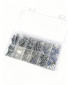 350 pièces Vis et boulons en acier inoxydable à tête ronde avec embase hexagonale, écrous, rondelles à ressort et rondelles plates - Kit complet - Product Image 4