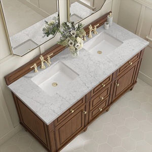 <span class=keywords><strong>Mueble</strong></span> de <span class=keywords><strong>Baño</strong></span> de Madera Maciza de Nogal de Estilo Clásico de Mediados de Siglo <span class=keywords><strong>con</strong></span> <span class=keywords><strong>Encimera</strong></span> de Cuarzo, <span class=keywords><strong>Mueble</strong></span> de 60'' <span class=keywords><strong>con</strong></span> <span class=keywords><strong>Lavabo</strong></span> Doble de Cerámica - Product Image 4