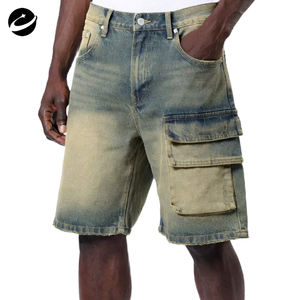 شورت جينز أصلي مخصص من XUCHANG، ملابس الشارع للرجال، 100% قطن، فضفاض، بجيوب كبيرة، حواف خام، مغسول بالأحماض - Product Image 2