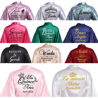 Peignoir de Mariage Personnalisé avec Nom et Date, Peignoir de Mariée en Faux Soie, Robe de Mariée, Robes de Mariée pour Femmes, Robe de Mariée pour Demoiselle d'Honneur, Robe de Mariage pour Femme, Robe de Soirée pour Enterrement de Vie de Jeune Fille