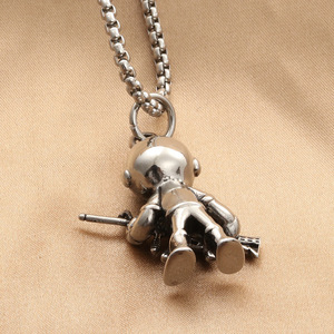 Collar con Colgante de Astronauta de Acero Inoxidable para Hombre, Estilo Punk Retro de Dibujos Animados, Amuleto de Guerrero Espacial, Joyería de Regalo - Product Image 3
