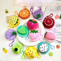 Porte-monnaie en peluche en forme de fruits, motifs variés, pochette de rangement pour écouteurs, décoration de sac à dos pour étudiants, personnalisation OEM ODM, vente en gros