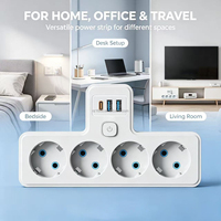 Multiprise murale Schuko UE en gros pour usine, 4 prises CA avec 1 Type-C et 2 USB-A, adaptateur secteur pour la maison, le bureau et les voyages