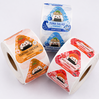 Étiquettes personnalisables pour réfrigérateur, écologiques, recyclables, autocollantes, avec logo pour l'emballage de boîtes de boulettes de riz, impression