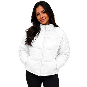 <b>Women</b>’s <b>Winter</b> Puffer <b>Jacket</b> Oversized Cropped Style <b>Warm</b> Down Bubble Quilted <b>Jacket</b> Windproof Fashionable White Color - Product Image 1