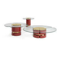 Ensemble de table centrale en verre doré rond de bureau minimaliste fantaisie décoration de pièce design table basse en métal de luxe moderne pour mariage