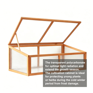 Jardinera Portátil, Invernadero de Madera con Tapas, Caja de Cultivo Elevada para Plantas - Product Image 3