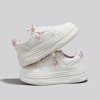 Chaussures de marche à semelle épaisse pour femmes et dames, lacets, décor papillon et étoile, confortables